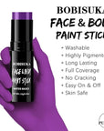 BOBISUKA Purple Face & Body Paint Stick Water-Based Washable Face Paint Makeup Stick for Halloween Witch, Zombie, Skull, Clown, Butterfly, Galaxy, Cosplay, SFX, Sports Eye Black & Costume Party