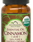 US Organic 100% Pure Cinnamon Leaf Essential Oil - USDA Certified Organic, Steam Distilled - W/Euro Dropper (More Size Variations Available) (10 ml / .33 fl oz)