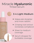 MCoBeauty Miracle Hyaluronic Tinted Serum, 3-ight/Medium, Hydration & Free Cosmetics 4 L