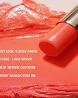 Oulac Moisturizing Shine Orange Red Lipstick for Women - 2 in 1 Orange Red Glossy Tinted Lip Balm, Hydrating Winter Lipstick for Dry Lips,Shine Juicy Finish Vegan 2.2g/0.07oz (12)