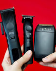 Supreme Trimmer 3-in-1 Barber Bundle | 2Spee Clipper, 2Spee Trimmer & Crunch Foil Shaver | Professional Beard Trimmer Men’s Hair Clipper Kit | (Black)