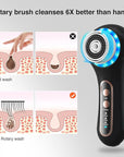 Face Scrubber Exfoliator,Facial Cleansing Brushes Rechargeable IPX7 Waterproof with 5 Brush Heads,Electric Face Spin Brush for Exfoliating, Massaging and Deep Cleansing (Black+Gold)