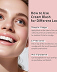 Multi Cream Blush & Blush Brush Set, Korean Makeup Blush for Cheeks, Multi-Use Face Balm, Lightweight & Hydrating, Blendable Color, Non-Greasy, Soft Bristles for Radiant Finish (Dewy)
