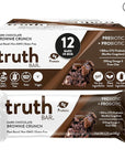 Truth Bar Prebiotic & Probiotic Keto Snack Vegan Bars with Omega-3's - Synbiotic High Fiber Snacks - Low Sugar, Kosher, Gluten Free - Dark Chocolate Brownie Crunch (Pack of 12)
