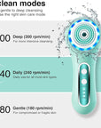 Face Scrubber Exfoliator,Facial Cleansing Brushes Rechargeable IPX7 Waterproof with 5 Brush Heads,Electric Face Spin Brush for Exfoliating, Massaging and Deep Cleansing (Mint Green)