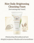 SKINFOOD Rice Daily Cleansing Foam 150ml - Delicate, Fine, and Smooth Brightening Cleansing with Fermented White Rice Ingredients - Firming Bubble Facial Foam Cleanser - For Men and Women (5.07 fl. oz.)