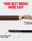 Revlon ColorStay Brow Fantasy, All In One Eyebrow Powder Pencil with Shaping Clear Gel, Gel Infused with Panthenol, Smudge-proof, 16HR Visibly Full Brows, 004 Dark Brown