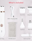 4-in-1 Facial Hair Removal for Women, Electric Painless Shaver, USB Rechargeable, Lip Chin Cheek Trimmer