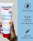 Eucerin Daily Hydration Broad Spectrum SPF 30 Sunscreen Body Cream for Dry Skin, Fragrance Free Sunscreen Moisturizer, 8 Oz Tube