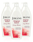 Jergens Original Scent Dry Skin Body Lotion, Hand and Body Moisturizer, Cherry Almond Essence, Dermatologist Tested, 21 Oz, Pack of 3