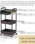 Goovilla 3 Tier Rolling Utility Cart Organizer with Removable Drawer, Stable and Sturdy Black Rolling Storage Carts with 2 Lockable Wheels for Bathroom, Kitchen, Snack, Craft, Makeup, Baby Essentials