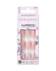 KISS LoveShackFancy x imPRESS Press-On Manicure Limited Edition, Style "Blushing Lavender" Medium Almond Pink Press-On Nails, Includes Prep Pad, Mini Nail File, Cuticle Stick, & 30 Fake Nails