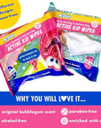 Mr. Bubble Moisturizing Kids Gentle Face and Hand Wipes, Travel Size Biodegradable Deep Cleaning Towelettes Made with Hydrating Aloe Vera and Chamomile (Pack of 12 Pouches, 15 Wipes Each)