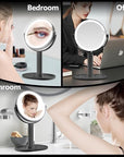 MIYADIVA Makeup Mirror with Lights,20X Magnifying Mirror with Light and Touch Switch,Vanity Mirror with 3 Color Light and 80 LEDs,2-Sided Lighted Magnified Mirrors 8.8 Inches, Black