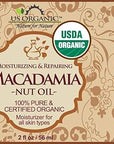 US Organic Macadamia Nut Oil Unrefined Virgin, USDA Certified Organic, Pure & Natural, Cold Pressed, Sourced in Kenya, in Amber Glass Bottle w/Glass Eye dropper for Easy Application (2 oz (Small))