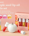 NOONI Korean Hydrating Lip Oil Gift Set - Appleseed Lip Oil Trio, Tinted Lip Care, Hydrating, Lip Plumping, Long Lasting Moisture, Korean Vegan Makeup for Women, 0.12 Fl Oz x 3ea