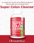 Health Plus Super Colon Cleanse 10 Day Gentle Gut Cleanse Detox, Psyllium Husk, Probiotics for Constipation Relief & Digestive Support, 240 Capsules