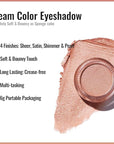 Oulac Nude Gold Cream Eyeshadow also for Highlighter Highly Pigmented Eye Shadow Waterproof&Long Lasting with Moisturizing Formula Blendable Shimmer Eye Make-up,Vegan & Cruelty-Free, 6g O10