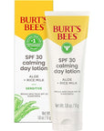 BURTS BEES SPF 30 Calming Day Face Lotion With Aloe and Rice Milk for Sensitive Skin, Sunscreen Face Lotion Soothes Redness and Irritation, 99.4 Percent Natural Origin Skin Care, 1.8 oz. Tube