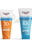 Eucerin Advanced Hydration Skin Care Set, Advanced Hydration Sunscreen Lotion SPF 30, 5 Fl Oz Tube + Advanced Hydration After Sun Lotion, After Sun Care for Dry, Sun-Stressed Skin, 6.8 Fl Oz Tube