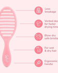 Wet Brush Speed Dry Hair Brush, Pink Drink (Summer Quencher) - Vented Design & Soft HeatFlex Bristles Are Blow Dry Safe - Ergonomic Handle Manages Tangles - Pain-Free Hair Accessories
