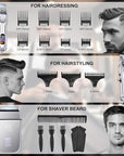 CIICII Mens Hair Clippers and Trimmers Set, Professional Cordless Barber Clippers for Hair Cutting Kit (Electric Razor Shavers & Beard/Hair Trimmer Haircut Kit) Clippers for Men DIY Home Salon