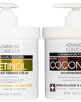 Advanced Clinicals Unscented Retinol Body Lotion & Face Moisturizer + Coconut Oil Body Cream For Women & Men | 2PC Skincare Set Helps Reduce Appearance Of Crepey Skin + Irritated Dry Skin, 2pc Set