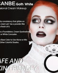 UCANBE Goth White Cream to Powder Foundation Makeup, Professional Clown White Face Body Paint with Matte Finish for Halloween, SFX Makeup, Cosplay, Costume, Stage, Mime & Film(0.52oz)