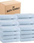 Arkwright Bath Towels Set of 4 - (Bulk Case of 24) Super Soft 100% Cotton, 600 GSM Quick Dry & Absorbent, Luxury Bathroom Essentials for Hotels, Spa, Hosts, and Vacation Rentals, Misty Blue