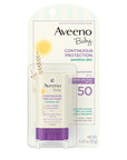 Aveeno Baby Continuous Protection Mineral Sunscreen Stick for Sensitive Skin with Broad Spectrum SPF 50 Protection for Face & Body, Naturally Sourced 100% Zinc Oxide, Travel Size, 0.47 oz