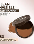 Covergirl Clean Invisible Pressed Powder, Lightweight, Breathable, Vegan Caramel 180, 0.38oz