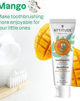 ATTITUDE Toothpaste with Fluoride, Prevents Tooth Decay and Cavities, Vegan, Cruelty-Free and Sugar-Free, Mango, 4.2 Oz