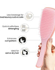 Tangle Teezer Ultimate Detangler Curly Hair Brush, Dry & Wet Hairbrush, Reduces Frizz & Breakage, for 3C to 4C Curly Hair Types, Pink Mango