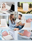 FUNTOUCH Rechargeable Travel Makeup Mirror with 72 Led Lights, Portable Lighted Beauty Mirror, 3 Color Lighting, Dimmable Touch Screen, Tabletop LED Folding Cosmetic Vanity Mirror