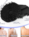 ManmiHealth 2 PCS Silicone Body Scrubber Shower Brush, Upgrade Super-Exfoliating Shower Scrubber with Non-Slip Hand Strap, Silicone Body Buffer for Use in Shower with a Free Hook (Black+Gray)