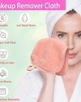 Makeup Remover Cloths for Face, Eye, Lips - Reusable Makeup Remover Pads Soft Microfiber Facial Cleansing Cloths 6 x 12 inch 12 Pack (Coral)