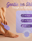 Silicone Foot Callus Remover - Nano Glass Foot File for Dead Skin and Cracked Heels - Callus Remover for Feet & Hard Skin - Ergonomic Foot Scrubber & Exfoliator for Soft, Smooth Feet - Purple