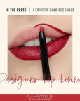 Runway Rogue Designer Liner Lip Pencil, Matte Crimson Dark-Red Lip Liner Pencil and Lip Liner Sharpener, ‘In the Press’
