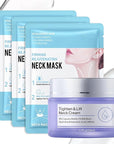 Neck Firming Cream and Neck Mask Set,Non-greasy Tighten Lift Firming Face Cream Skincare Moisturizer, 3 Pieces Deep Moisturizing Masks for Tightening, All Skin Type, 4 Pack