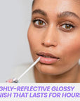 Wonderskin WONDER BLADING Top Gloss - Clear Glitter Lip Gloss, Hydrating and High Shine Finish Lip Makeup (Clear Shine)