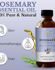 Rosemary Oil for Hair Growth | 100% Pure and Natural Rosemary Essential Oil | for Lotion Diffuser Skin & Hair | 3.38 fl. Oz