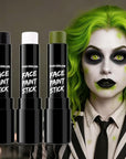 BAD COLOR 3PCS Black White Orge Green Face Body Paint Stick Makeup for Frankenstein/Witch/Grinch/Hulk/Alien/Demon/Evil Clown SFX Cosplay & Dress Up, Full-Coverage Halloween Facepaint Makeup Kit