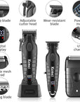 KEMEI Professional Hair Clippers for Men, Cordless Barber Clippers Set and Trimmers Kit, Rechargeable Electric Foil Shaver & Beard Trimmer, Men's Facial Grooming, Hair Cutting Tools, Gifts for Men