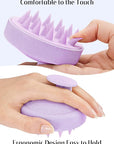HEETA Scalp Massager Hair Growth, Soft Silicone Scalp Scrubber Shampoo Brush for Exfoliation, Dandruff Removal & Head Massage Stress Relax, Wet & Dry Use for Thick, Thin Hair Care, Wheat Straw Purple