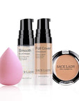 Waterproof Full Coverage Concealer With Primer Sponge Set, Light Natural)
