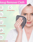 Makeup Remover Cloths for Face, Eye, Lips - Reusable Makeup Remover Pads Soft Microfiber Facial Cleansing Cloths 5 x 5 inch 6 Pack (Gray)