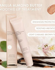 ESW Beauty Vanilla Almond Butter Lip Treatment - Light Caramel Brown Tint with Shea Butter, Vitamin E, Vanilla & Almond for Enhanced Protection & Skin Barrier Support