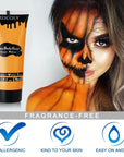 MEICOLY Orange Cream Face Body Paint,2.37Oz Large Tube Water Based Washable Face Paint,Non-Toxic Full Body Paint for Adults and Children, Pumpkin Halloween SFX Special Effects Cosplay Makeup,Orange