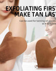 FUNAN Self Tanning Applicator Kit with Tanning Glove for Self Tan Mitt, Back Lotion Applicator, Mini Mitt and Ultra Soft Self Tanner Brush Bamboo Kabuki Brush, Brown