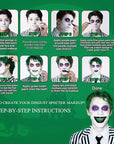 MEICOLY Disgust Specter Makeup Kit,White Face Paint,Green Hair Dye,Setting Powder,Green Tooth Paint,Complete Halloween Zombie Makeup Kit,SFX Character Set for Performance Stage Special Effect Costume